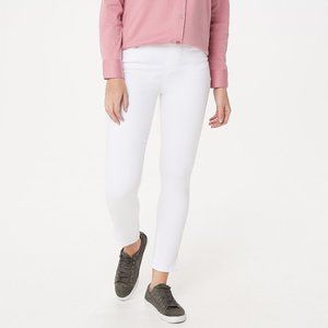 Martha Stewart Petite White Denim Ankle Jeans Zip